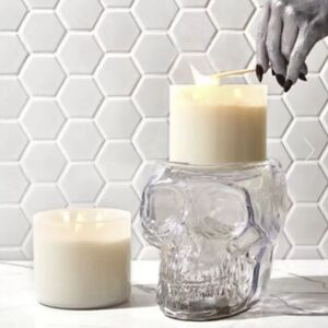Bath & Bodyworks Glass Skull Lightup Candle Holder